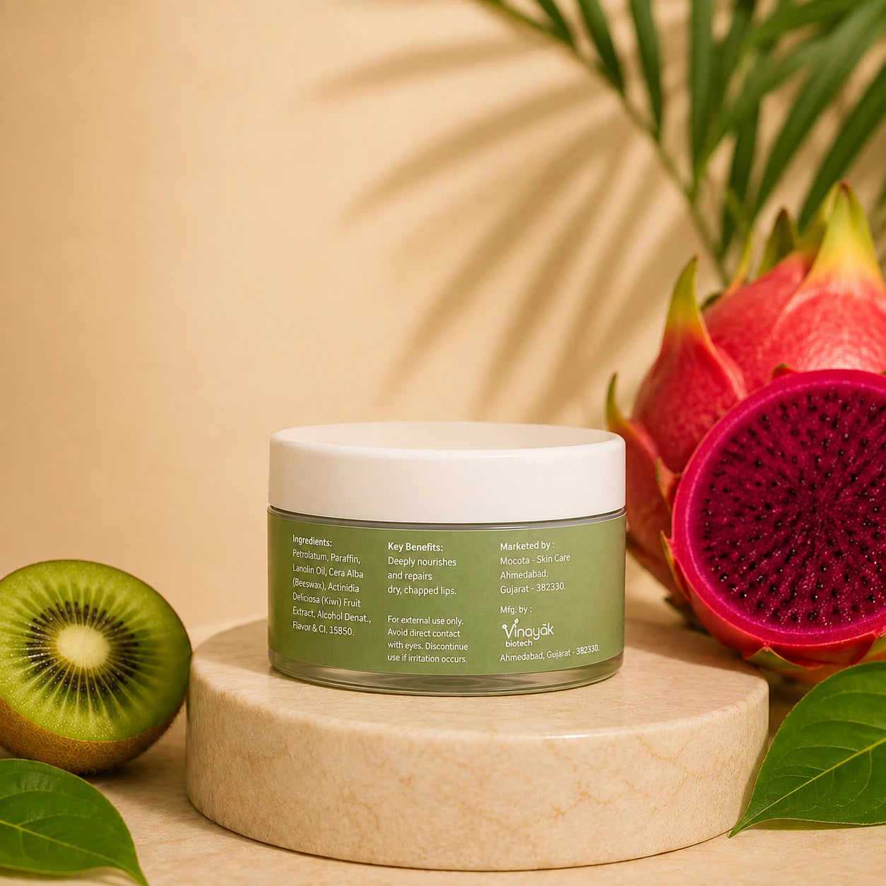 MOCOTA Kiwi Lip Balm | Cocoa Butter, Beeswax & Vitamin E | Moisturizing Lip Care
