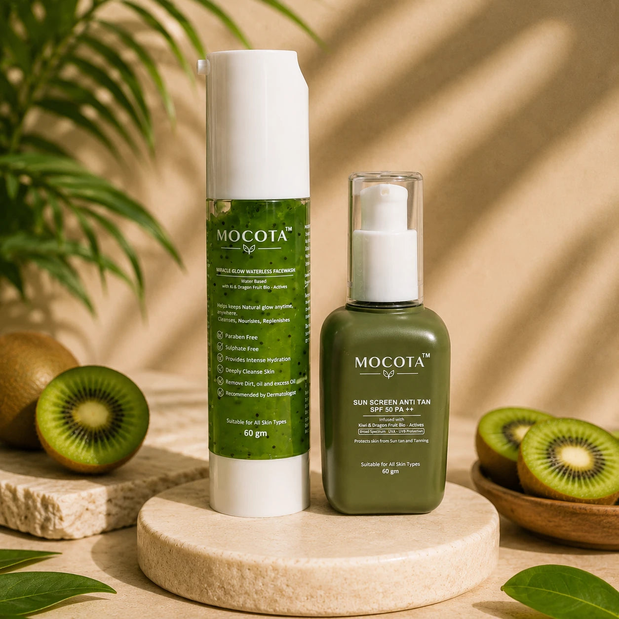MOCOTA Waterless Facewash & Sunscreen Combo | No Water Required Face Cleanser wi
