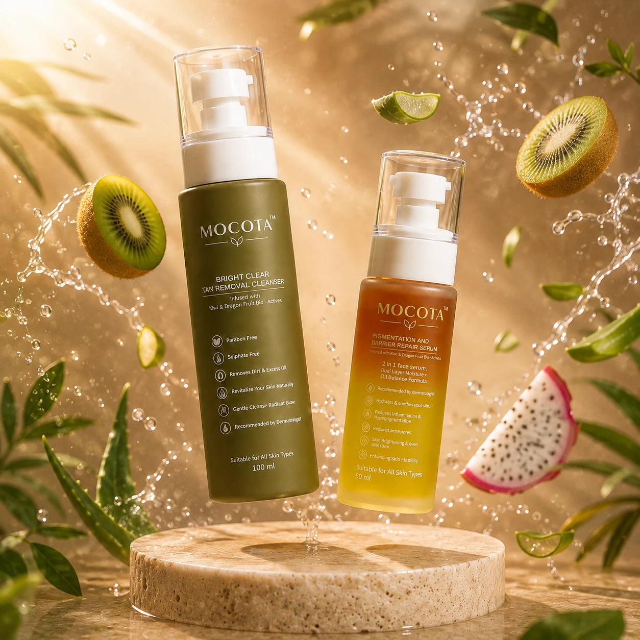 MOCOTA Face Cleanser & Bi-Phasic Serum Combo | Cleansing & Nourishing Daily Skin