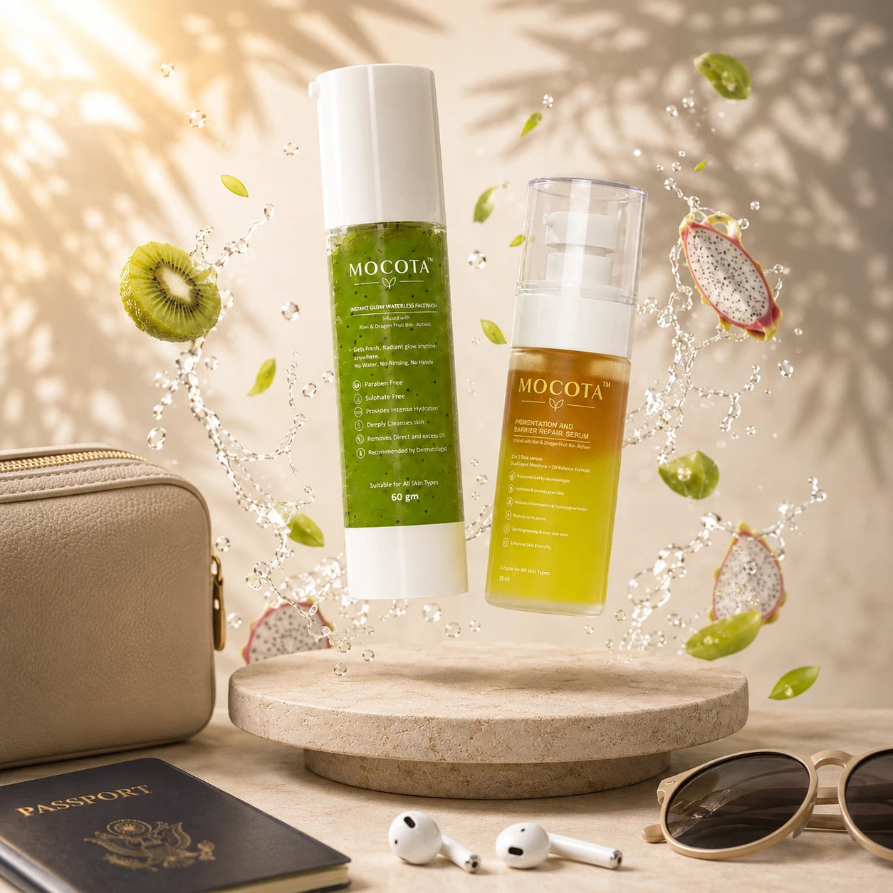MOCOTA Waterless Facewash & Bi-Phasic Serum Combo | Refresh & Nourish Skincare D